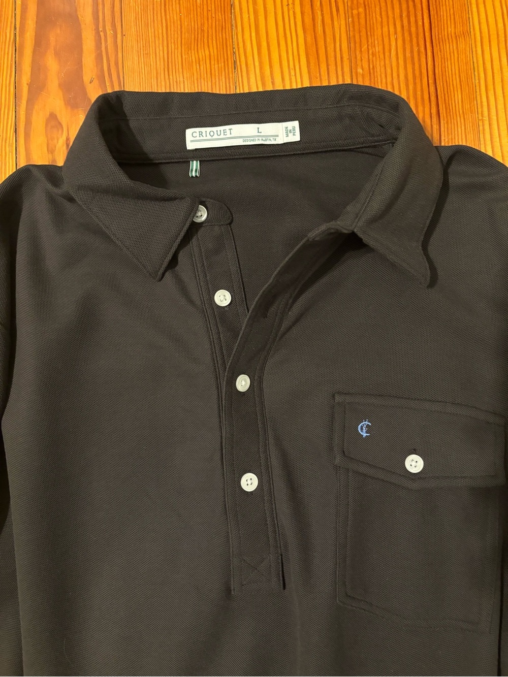 Criquet Black Men’s Polo with Chest Pocket